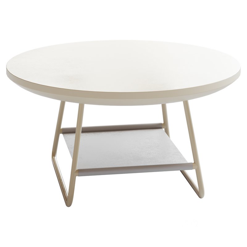 Modern Sled Round Wood Coffee Table Image 4