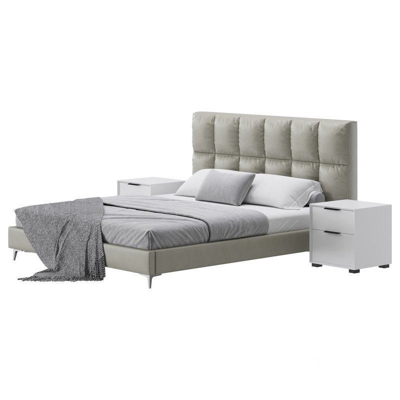 Modern Bed Upholstered Headboard Standard Bed I Image 3