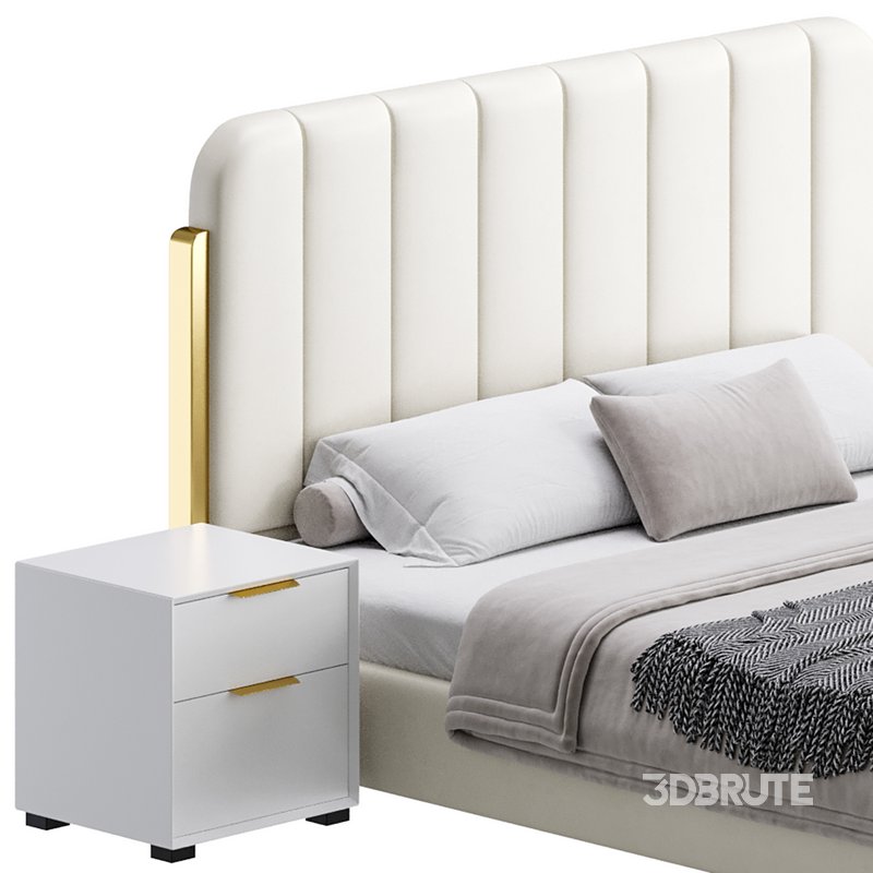 Upholstered Headboard Bed Frame Modern Panel Bed I Image 2