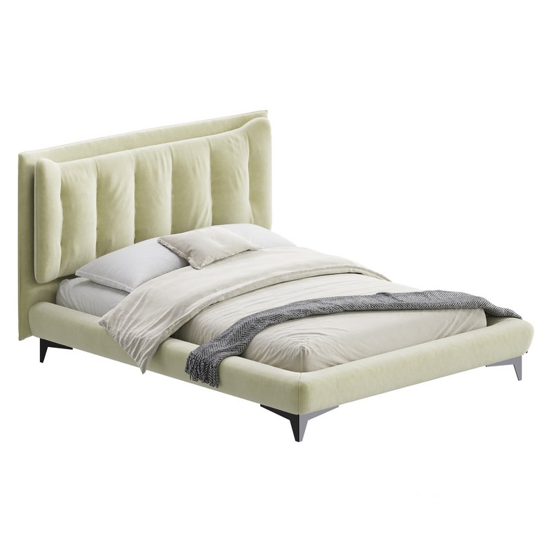 Eden Suede Fabric Upholstered Modern Bed Image 5