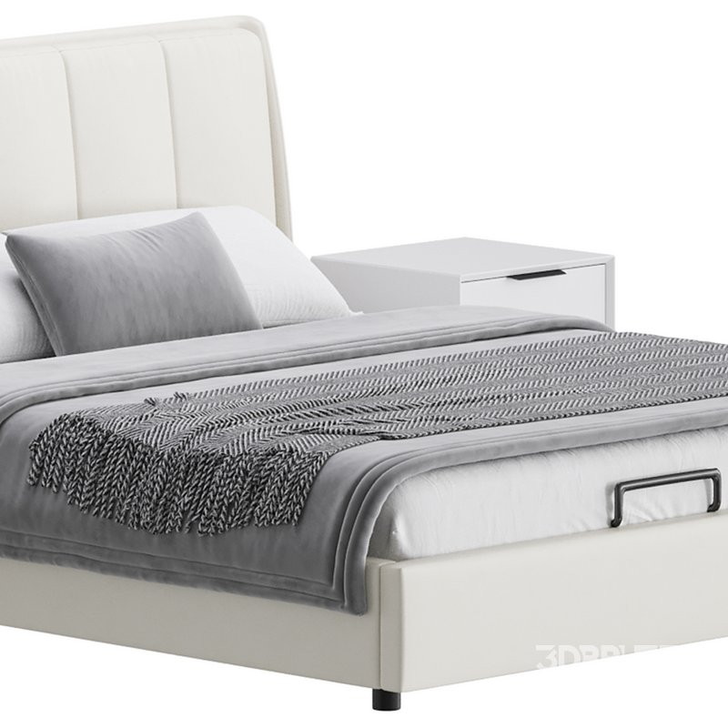 Gray Wingback Upholstered Headboard Bed Image 5