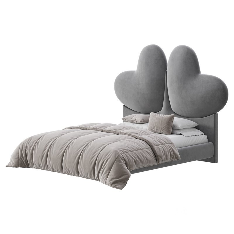 Elegant Blue Pine Wood Upholstered Panel Bed Image 6