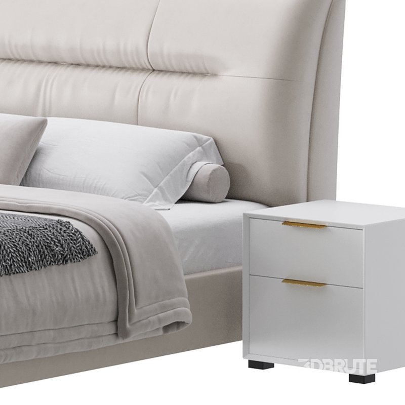 Elegant Beige Upholstered Modern Headboard Bed Image 3