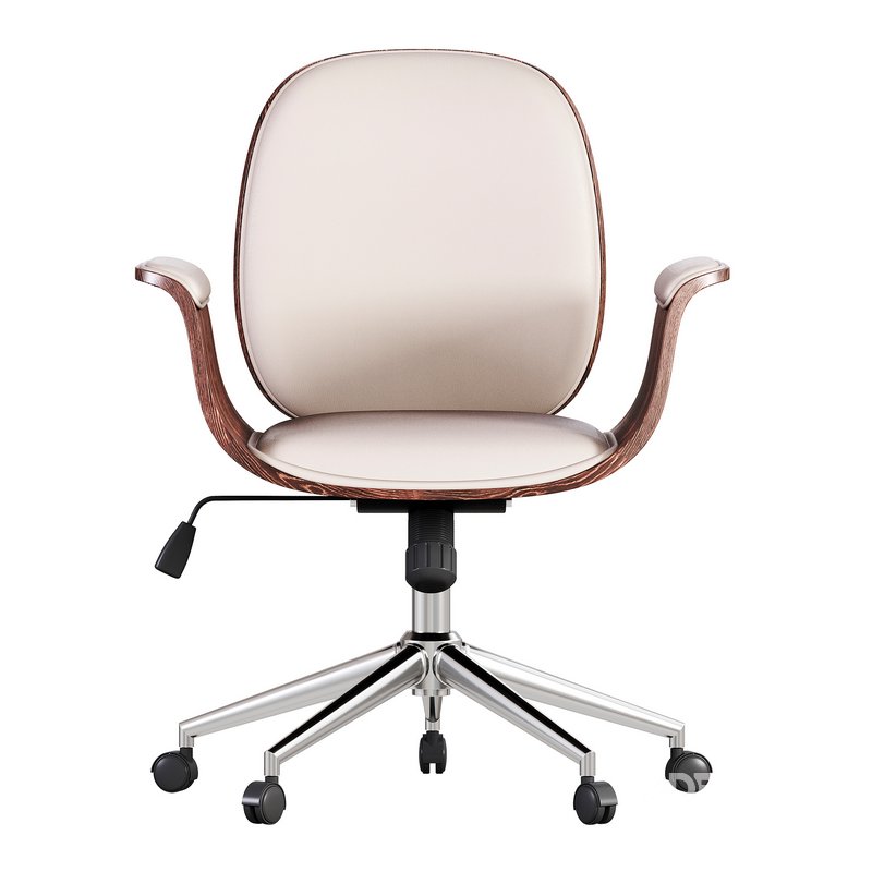 Office Chair White Bent Wood and Faux Leather vidaXL Image 5