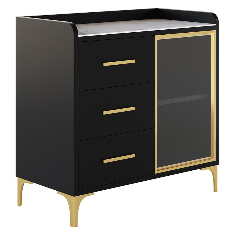 Modern Glass Door Wood Sideboard 2 Image 4