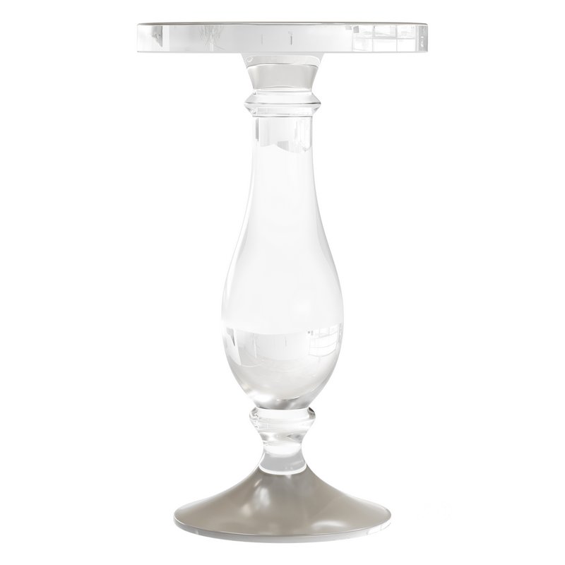 Modern Acrylic Clear Round End Table with Pedestal Image 3