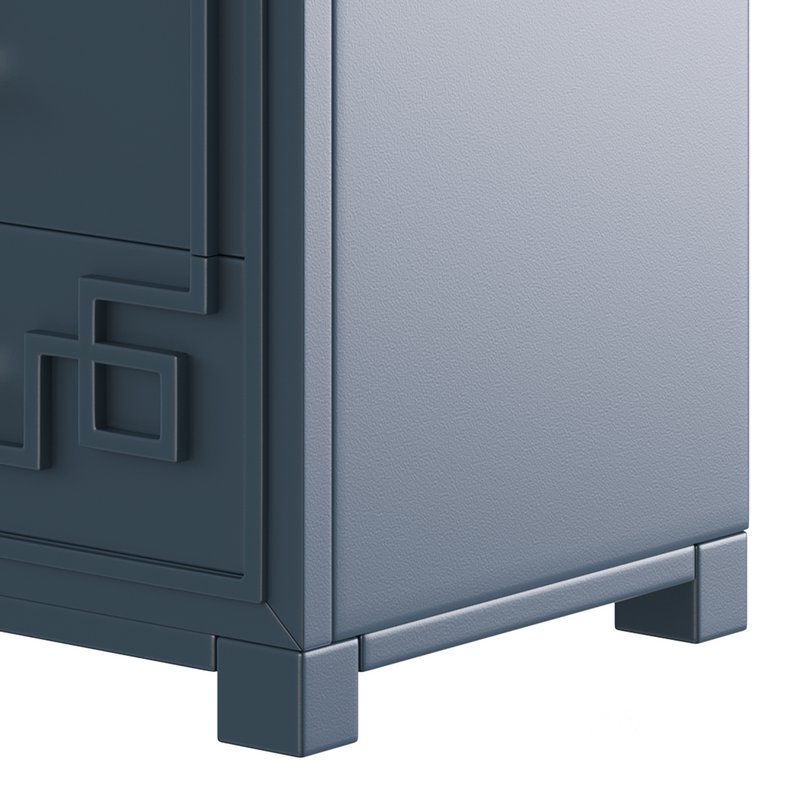 SAFAVIEH Raina Three Drawer Greek Key Night Stand Black Image 3