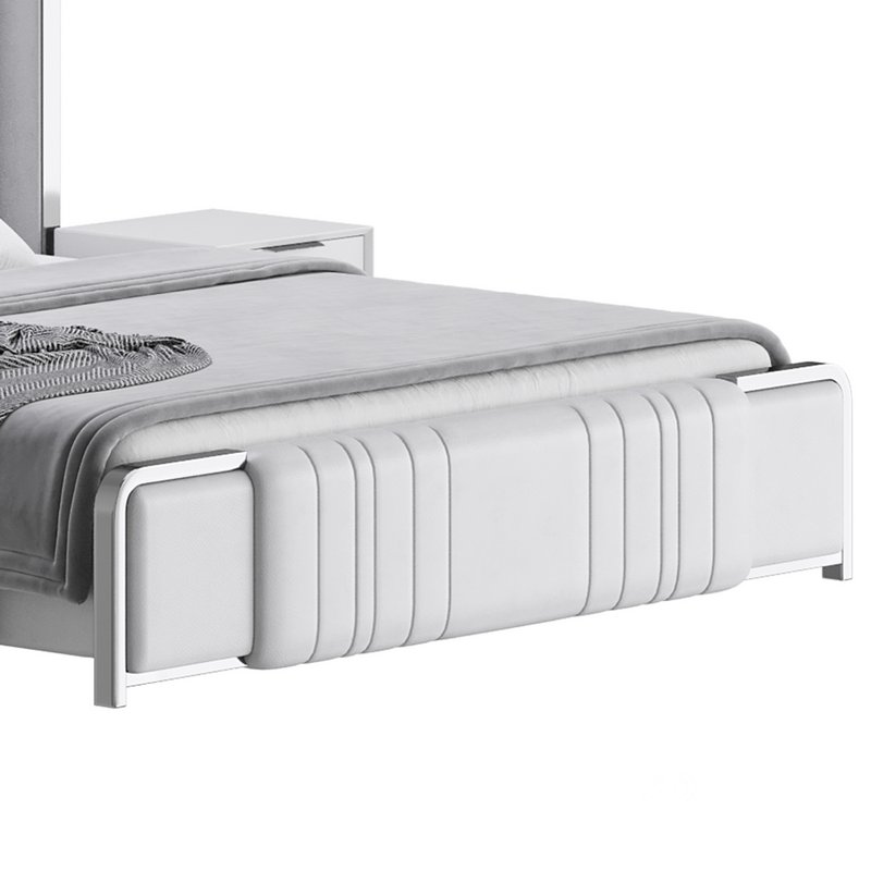 Glamorous White Upholstered Wingback Bed I Image 7