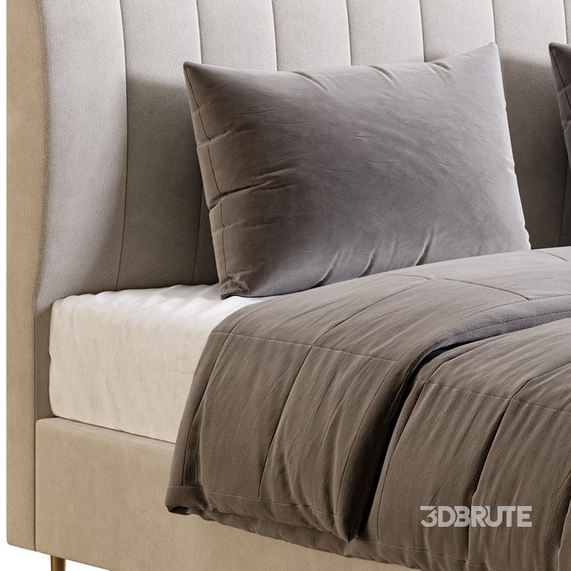 Wooden Non-Adjustable White Upholstered Modern Bed Image 5