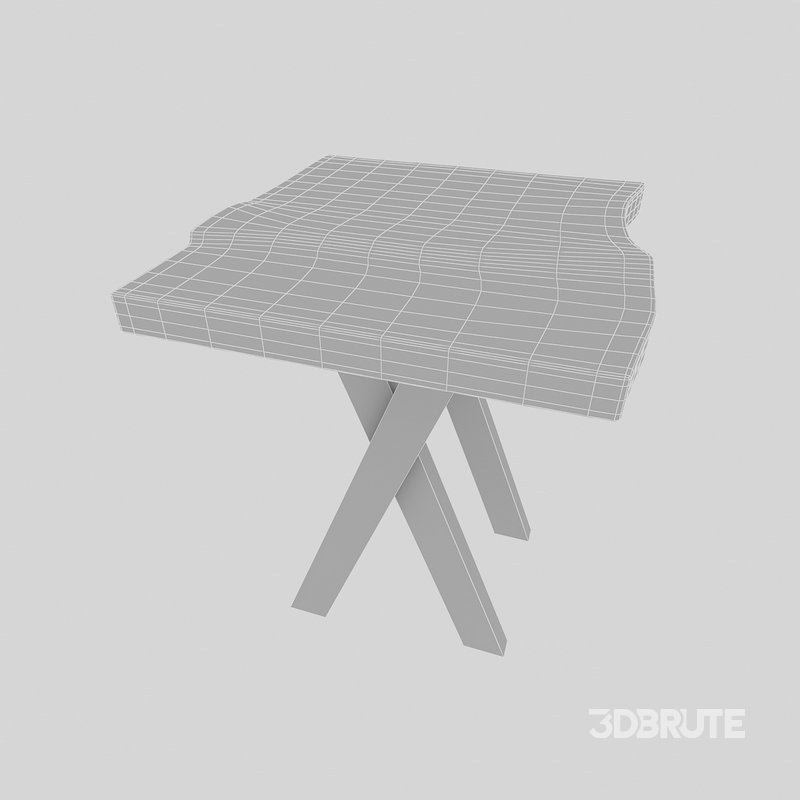 3D model natural wood bistro table 3D model Image 4