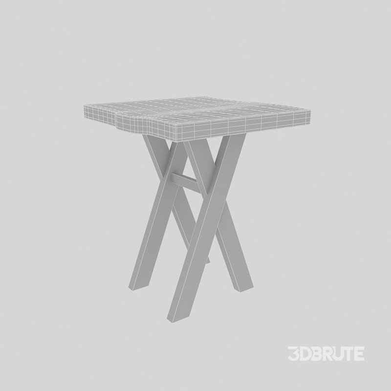 3D model natural wood bistro table 3D model Image 5