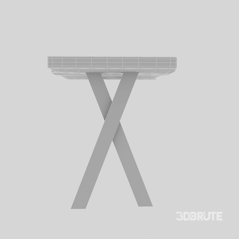 3D model natural wood bistro table 3D model Image 7