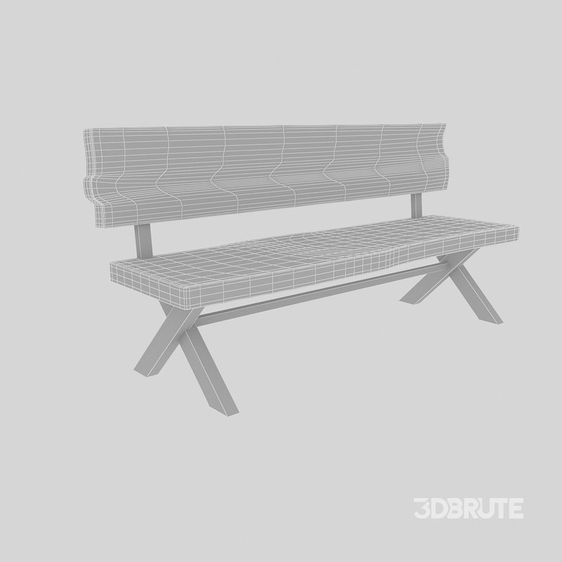 3D natural wood chair model Image 4