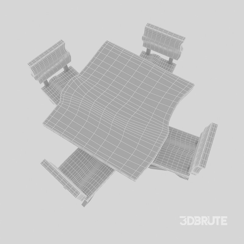 natural wood table chair 02 3D model 3D model Image 7