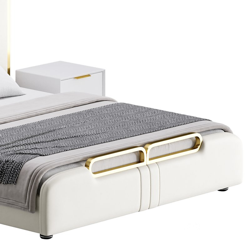 Upholstered Headboard Bed Frame Modern Panel Bed I Image 5