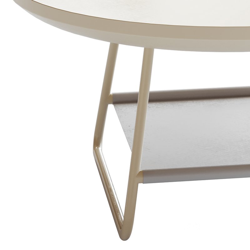 Modern Sled Round Wood Coffee Table Image 5