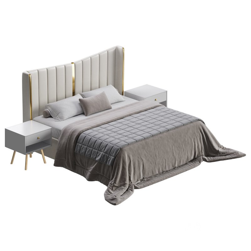Modern Beige King Size Bed Image 5