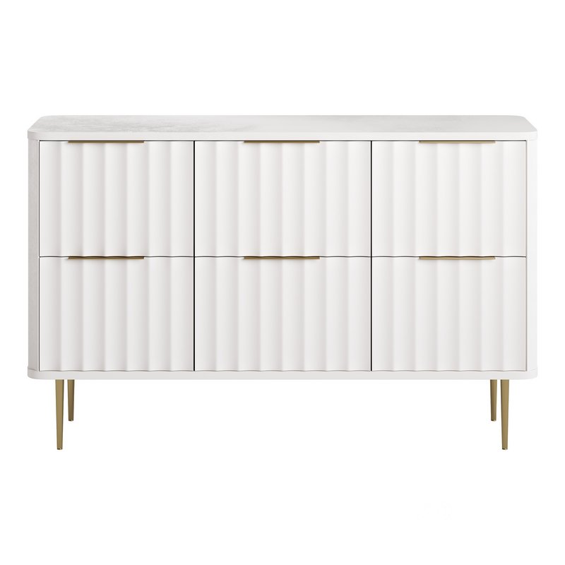White Bedroom Dresser for Storage in Gold Image 4