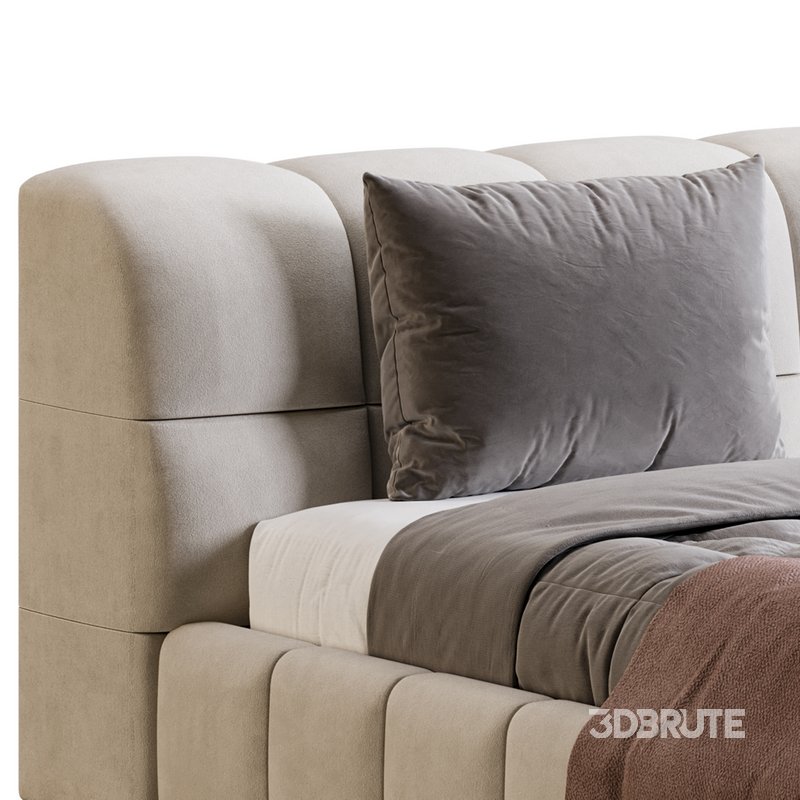 White Upholstered Wood Modern Headboard Bed Image 4