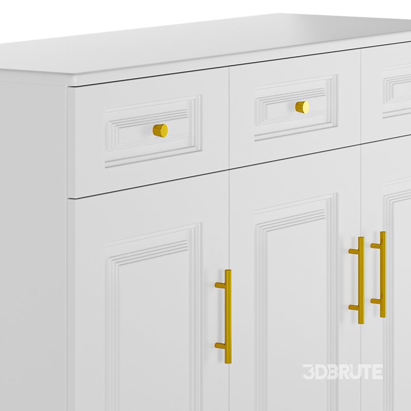 Sumptuous White Wood Sideboard Credenza with Drawers Image 5