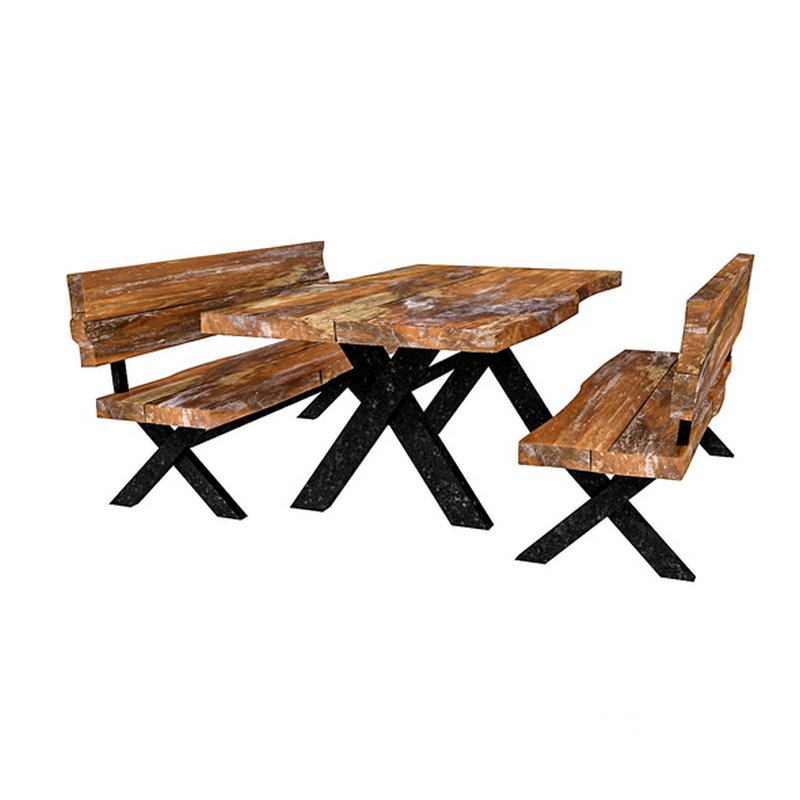 3D 3D natural wood table chair model Image 6