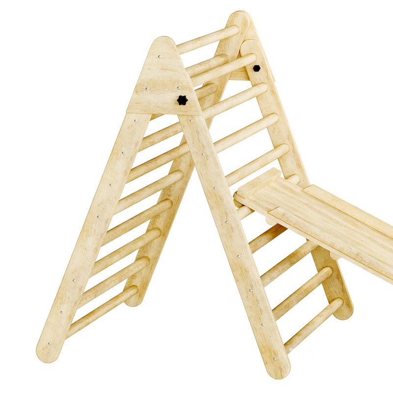 Childrens wooden pikler exercise machine with weight Varnish Image 5