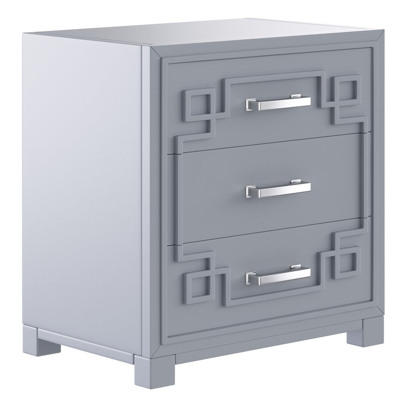 SAFAVIEH Raina Three Drawer Greek Key Night Stand Black Image 5