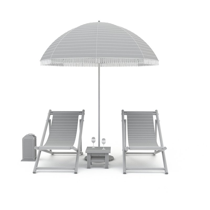3D bohemian sunbed and umbrella model Image 9