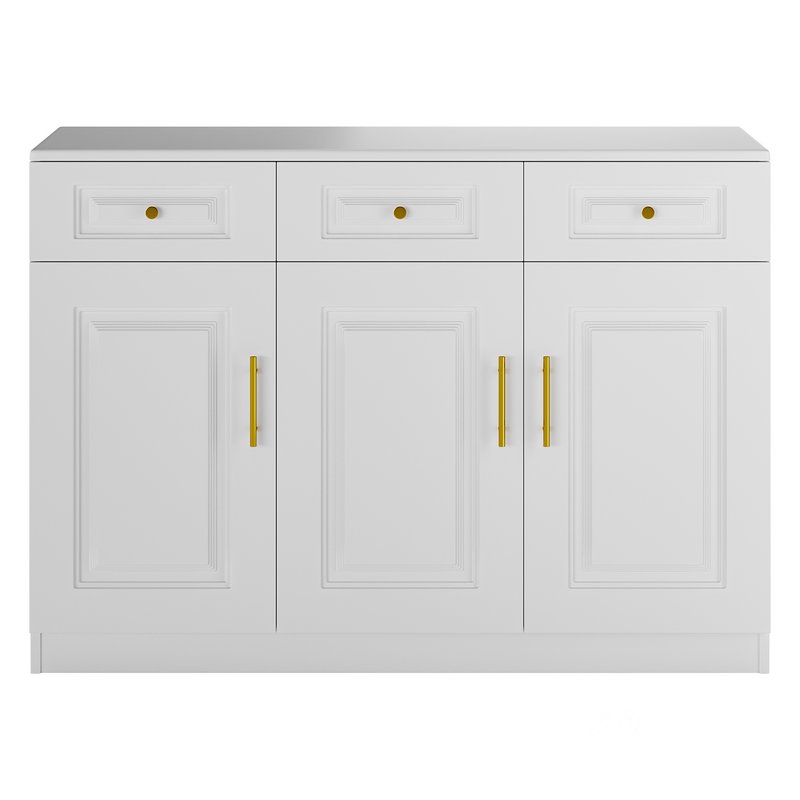 Sumptuous White Wood Sideboard Credenza with Drawers Image 6