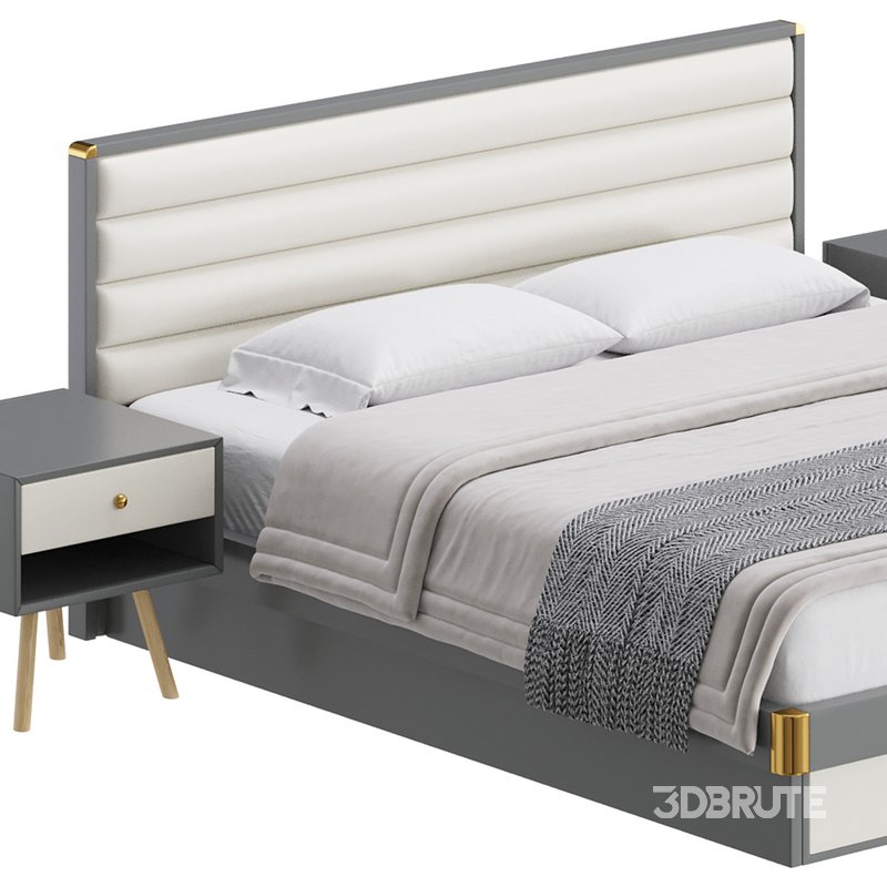 Grey Rectangular Headboard Standard Bed Image 8