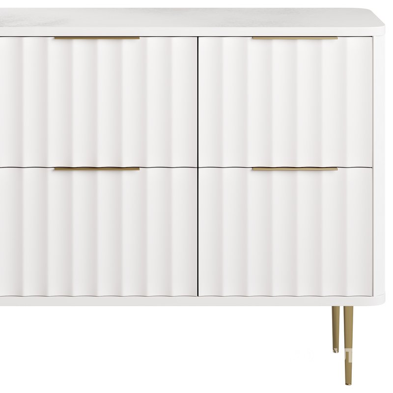 White Bedroom Dresser for Storage in Gold Image 6