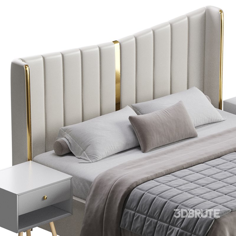Modern Beige King Size Bed Image 7