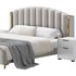 Glamorous Beige Upholstered Wingback Bed - Thumbnail 6