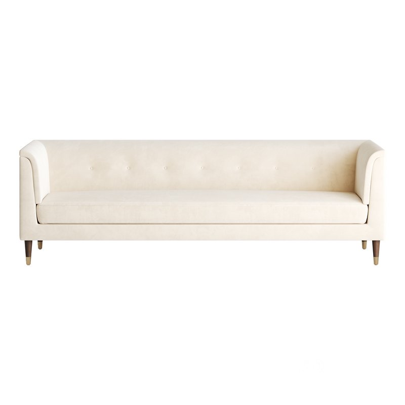 TUFTED CREAM WHITE VELVET SOFA Image 6