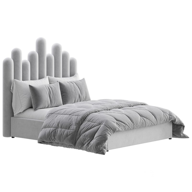 Light Wood Upholstered Panel Modern Bed Image 7