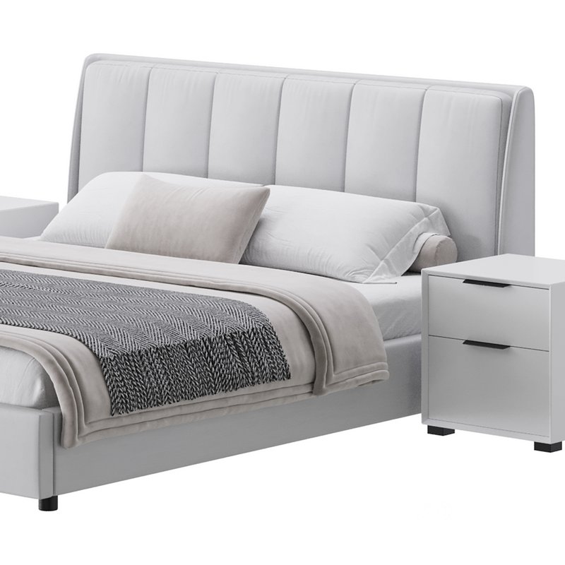 Gray Wingback Upholstered Headboard Bed Image 4