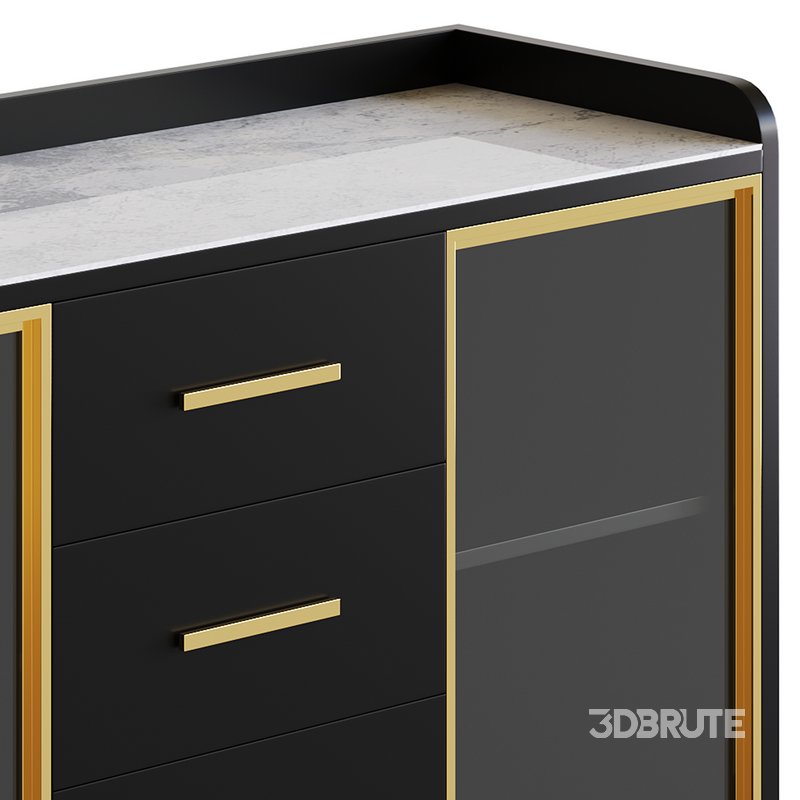 Modern Glass Door Wood Sideboard 3 Image 5