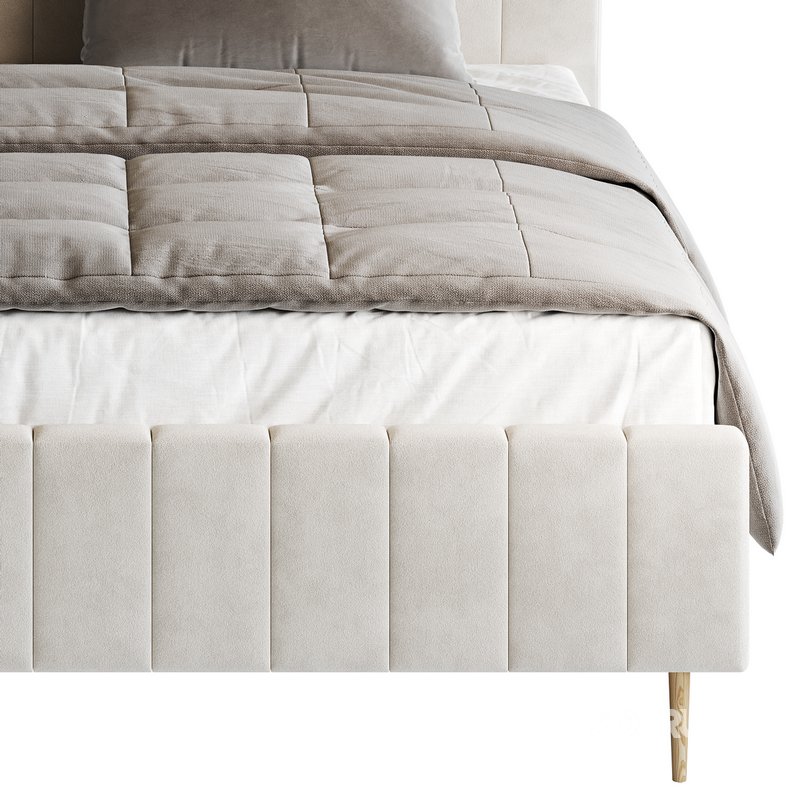 Wooden Non-Adjustable White Upholstered Modern Bed Image 8