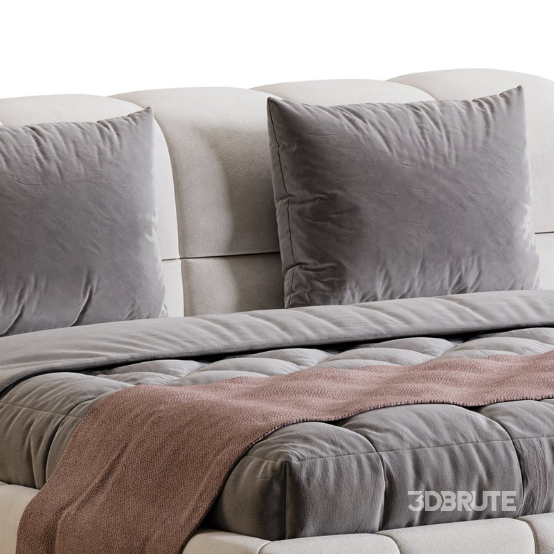 White Upholstered Wood Modern Headboard Bed Image 5