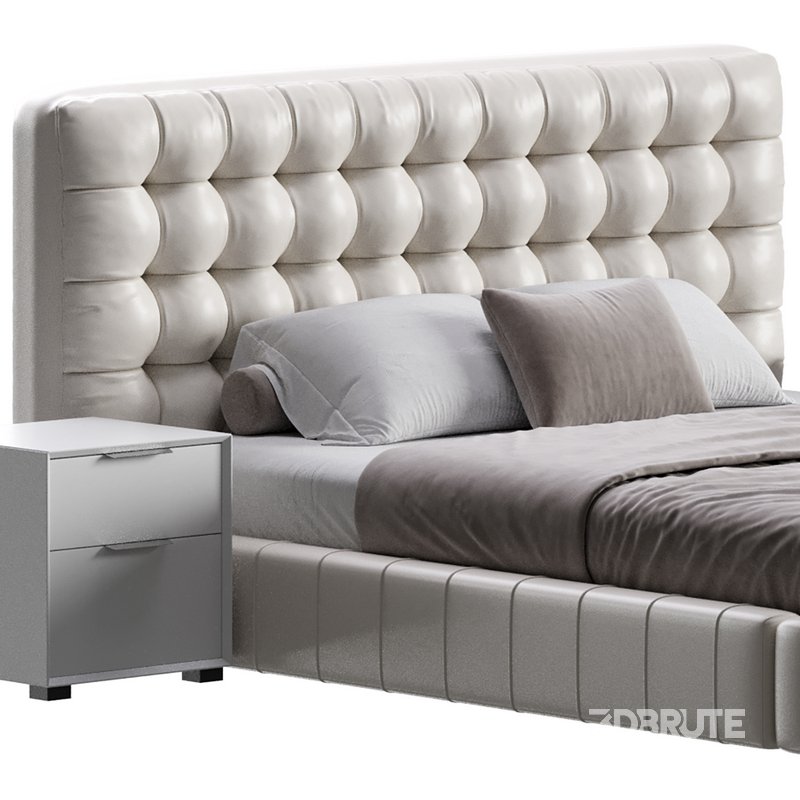White Upholstered Panel Bed Image 6
