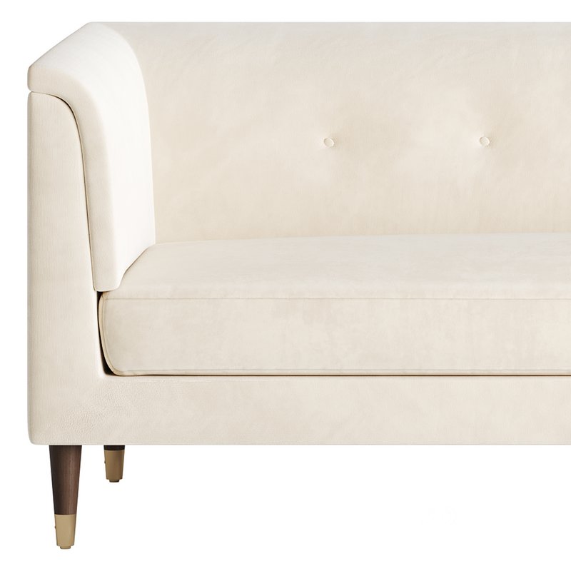 TUFTED CREAM WHITE VELVET SOFA Image 7