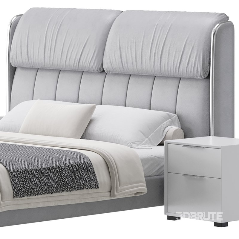 Elegant White Pine Wood Panel Bed Image 7