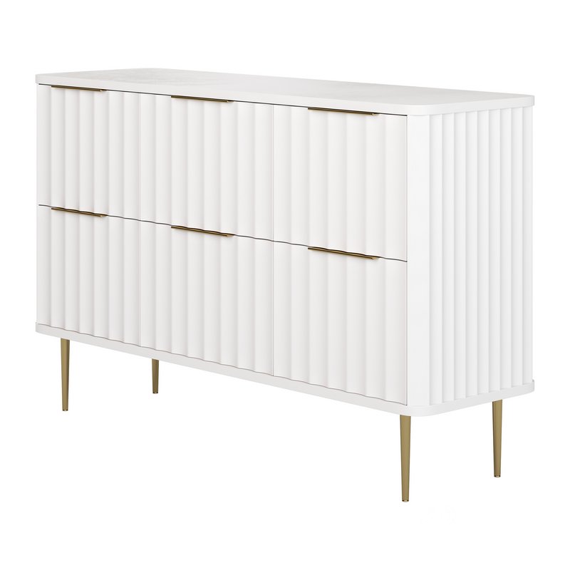 White Bedroom Dresser for Storage in Gold Image 7