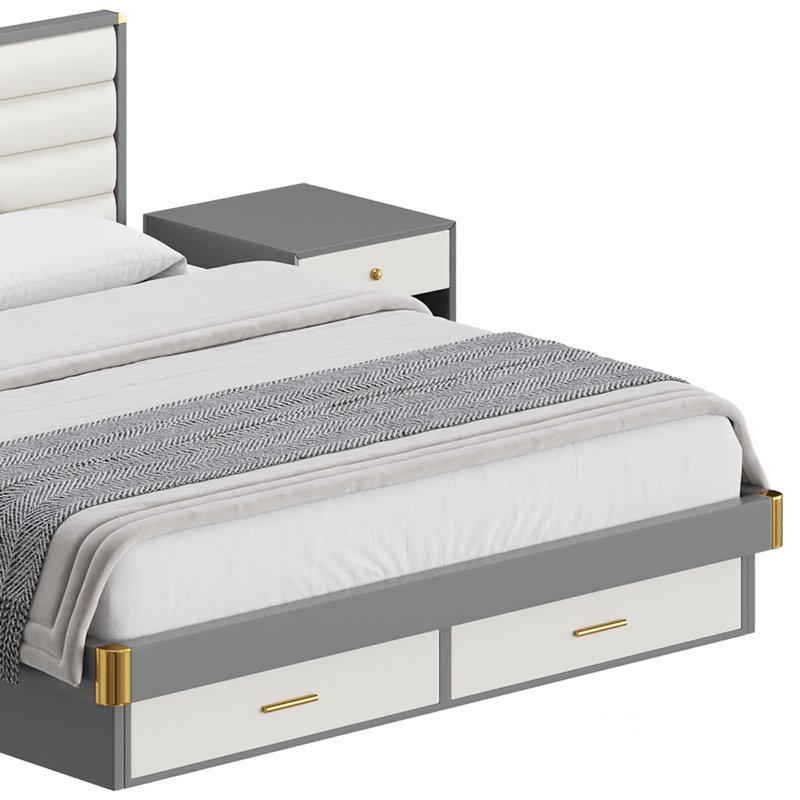 Grey Rectangular Headboard Standard Bed Image 6