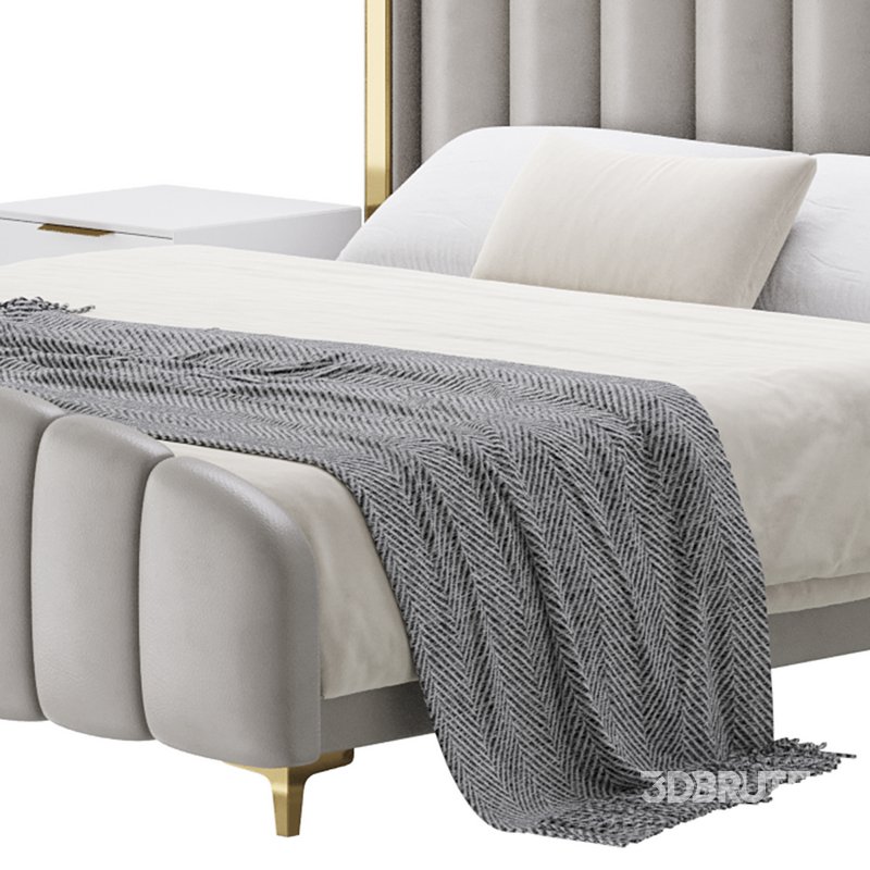 Glamorous Beige Upholstered Wingback Bed Image 8