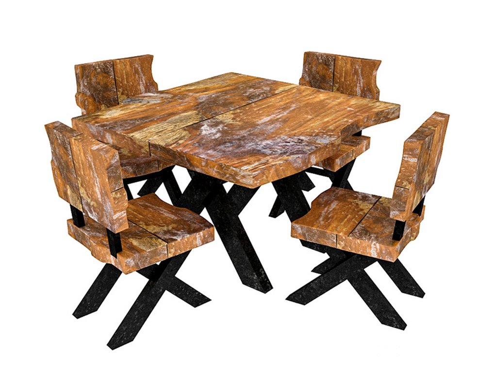 natural wood table chair 02 3D model 3D model Image 8