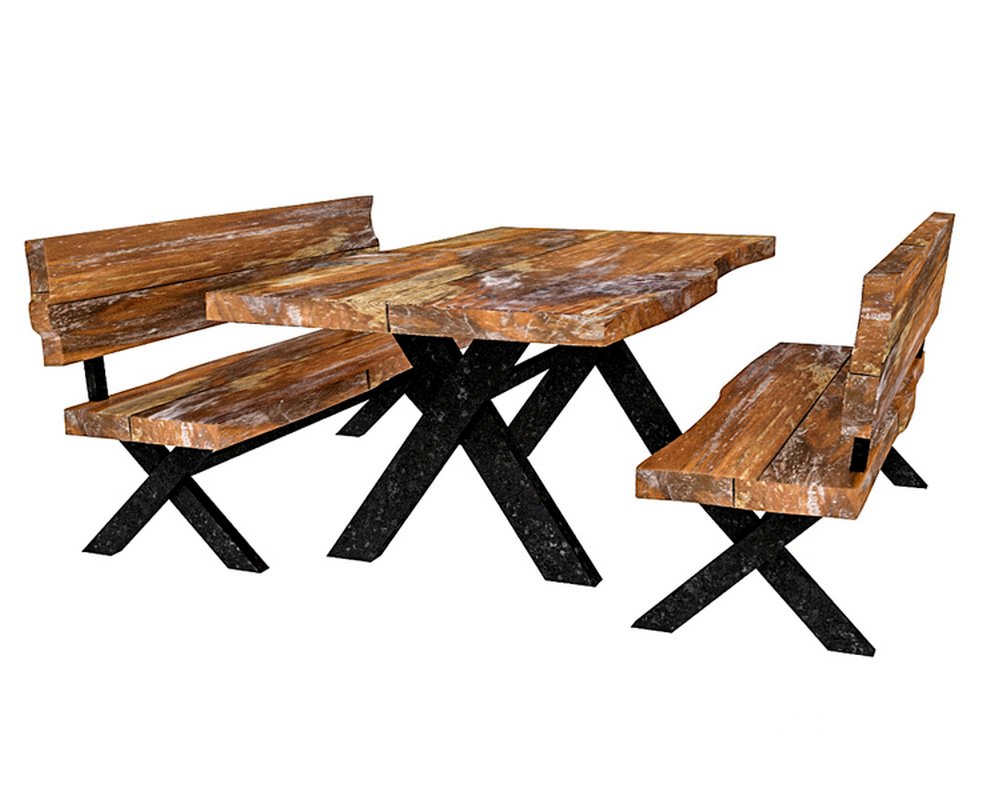 3D 3D natural wood table chair model Image 7