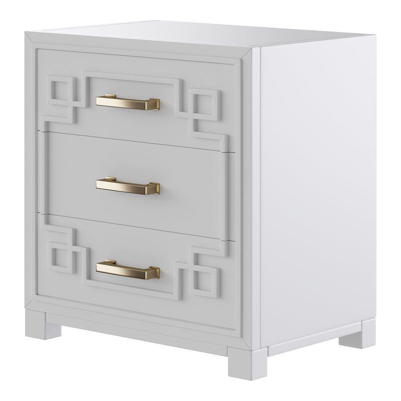 SAFAVIEH Raina Three Drawer Greek Key Night Stand Black Image 8