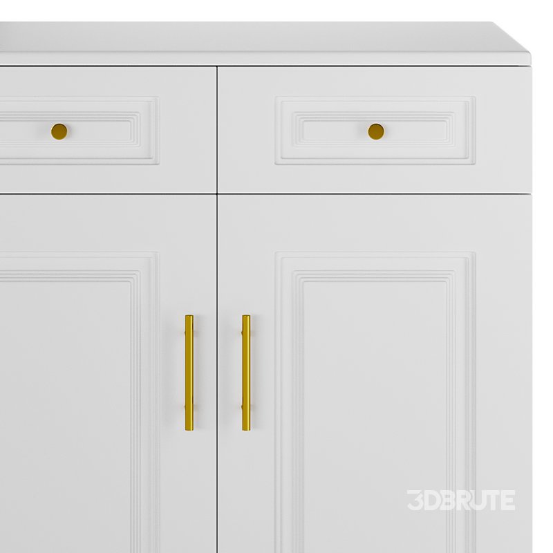 Sumptuous White Wood Sideboard Credenza with Drawers Image 7