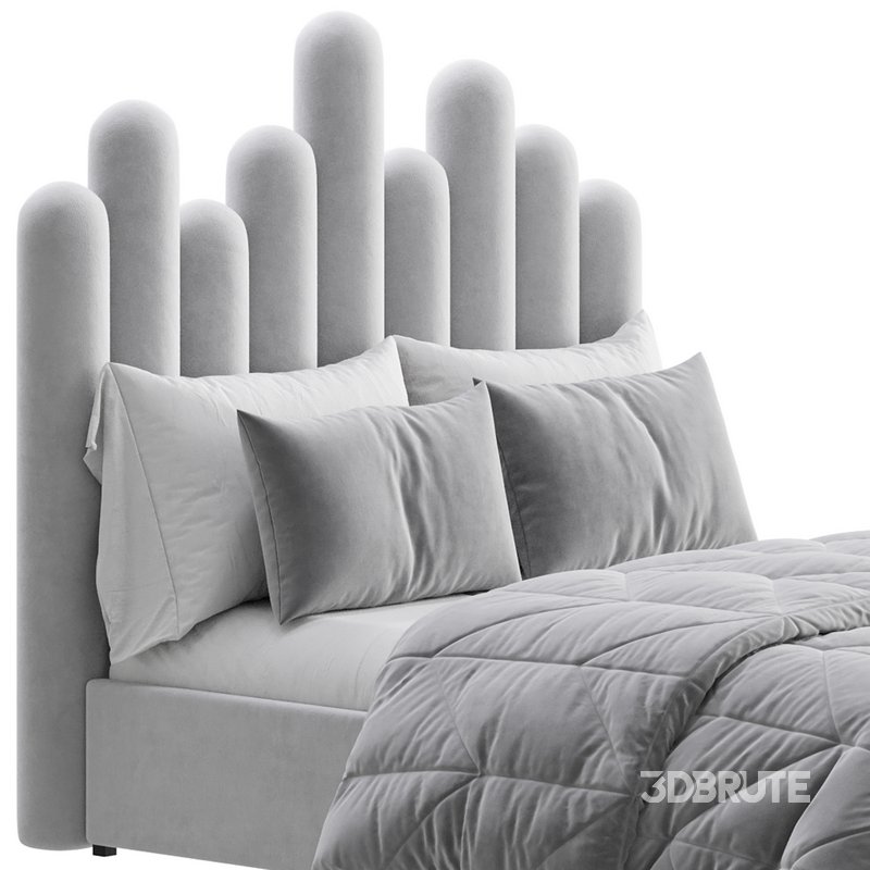 Light Wood Upholstered Panel Modern Bed Image 6